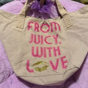 💓💕💗From juicy with love,tan and pink juicy couture vintage tote bag💋💋💋
